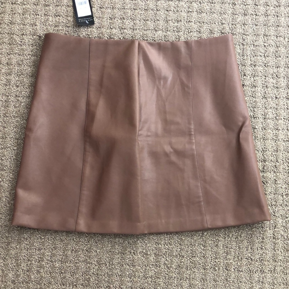 New Look Light Brown Leather Skirt